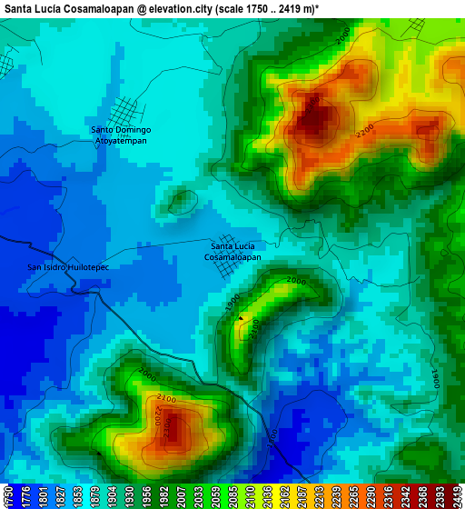 Santa Lucía Cosamaloapan elevation map