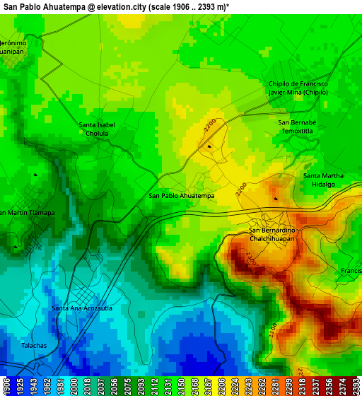 San Pablo Ahuatempa elevation map