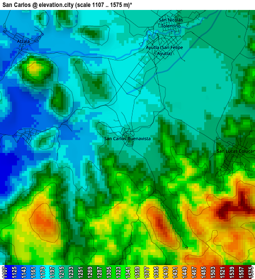 San Carlos elevation map