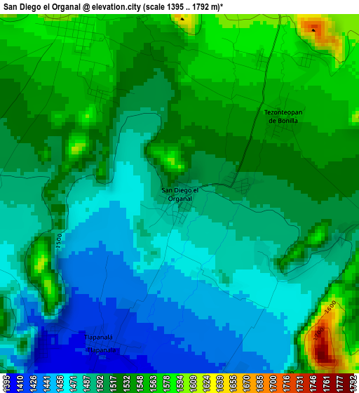 San Diego el Organal elevation map