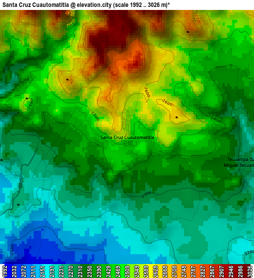 Santa Cruz Cuautomatitla elevation map