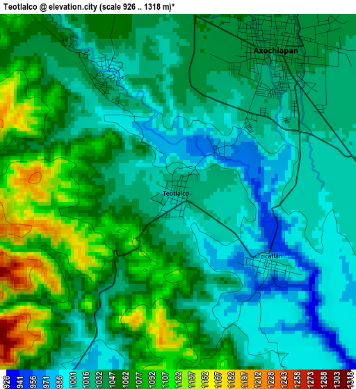 Teotlalco elevation map