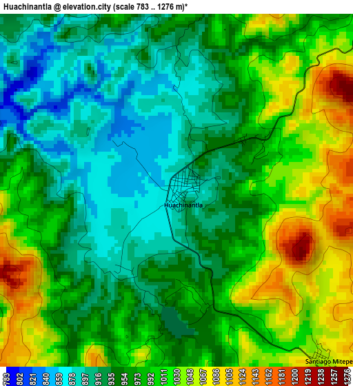 Huachinantla elevation map