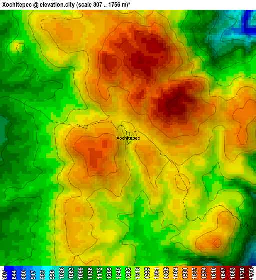 Xochitepec elevation map