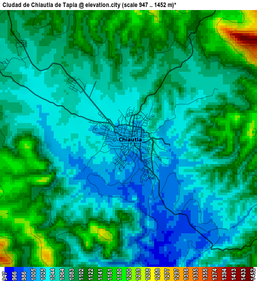 Ciudad de Chiautla de Tapia elevation map