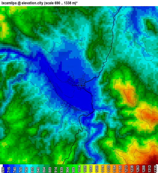 Ixcamilpa elevation map