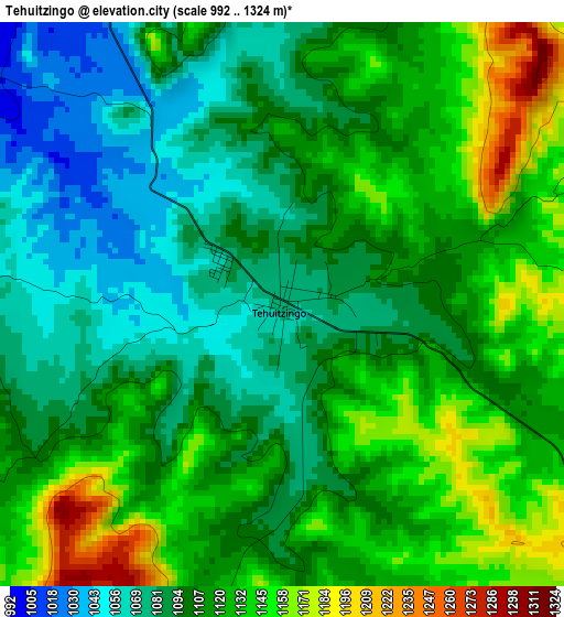 Tehuitzingo elevation map