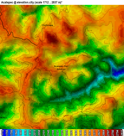 Acatepec elevation map