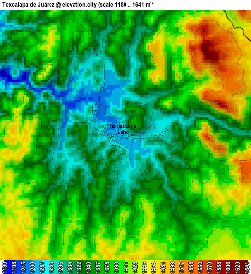 Texcalapa de Juárez elevation map