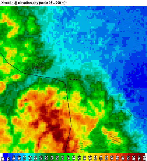 Xmabén elevation map
