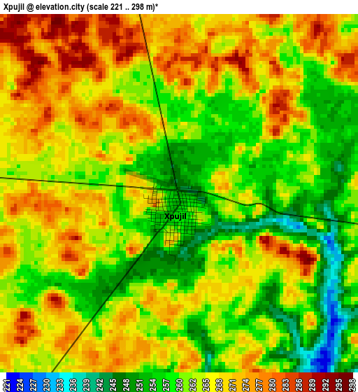 Xpujil elevation map