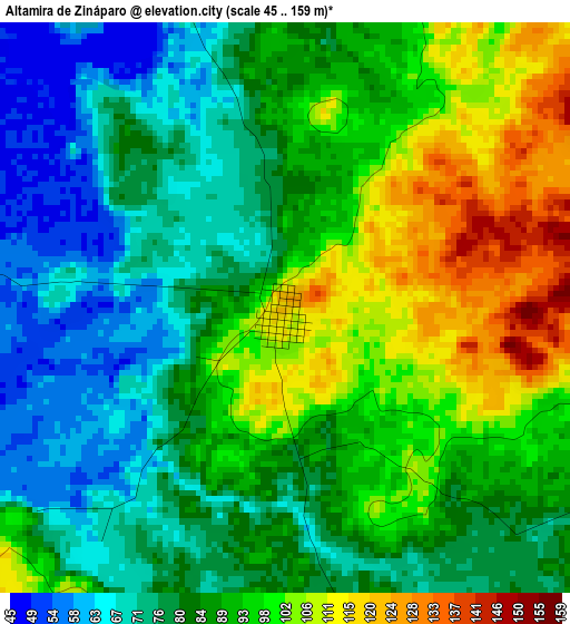Altamira de Zináparo elevation map