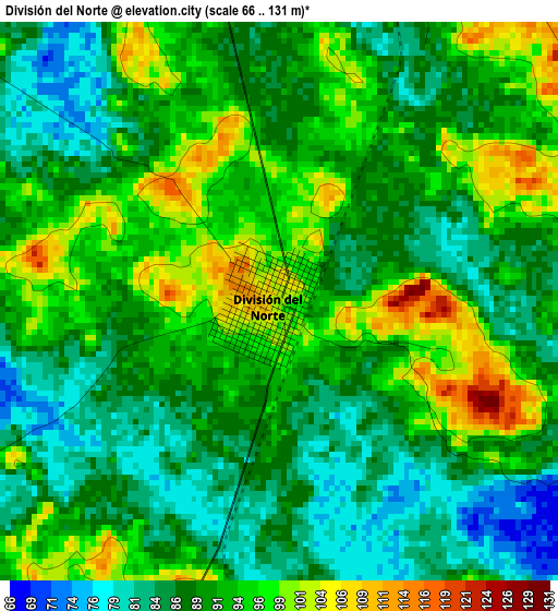 División del Norte elevation map