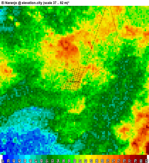 El Naranjo elevation map