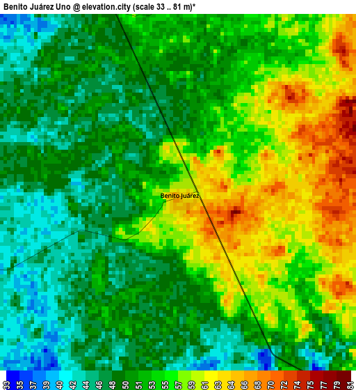 Benito Juárez Uno elevation map