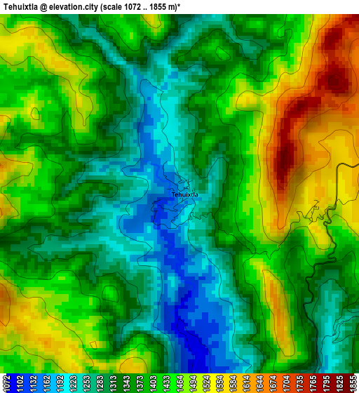 Tehuixtla elevation map