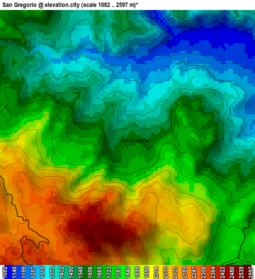 San Gregorio elevation map
