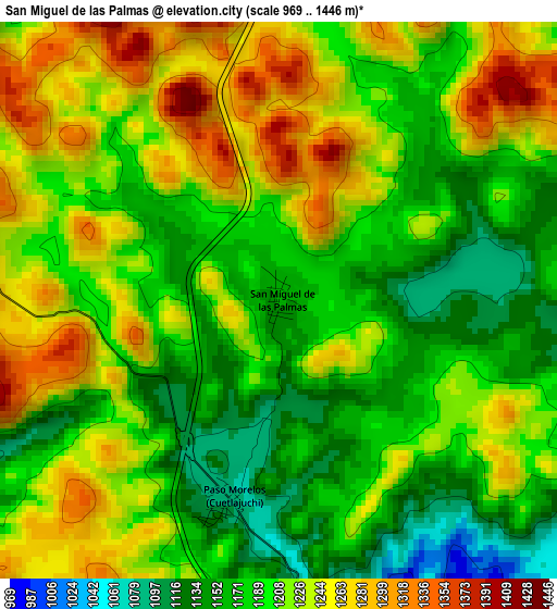 San Miguel de las Palmas elevation map