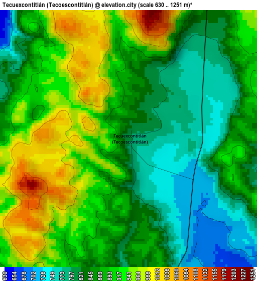 Tecuexcontitlán (Tecoescontitlán) elevation map