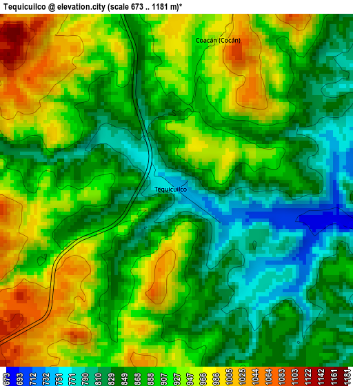 Tequicuilco elevation map