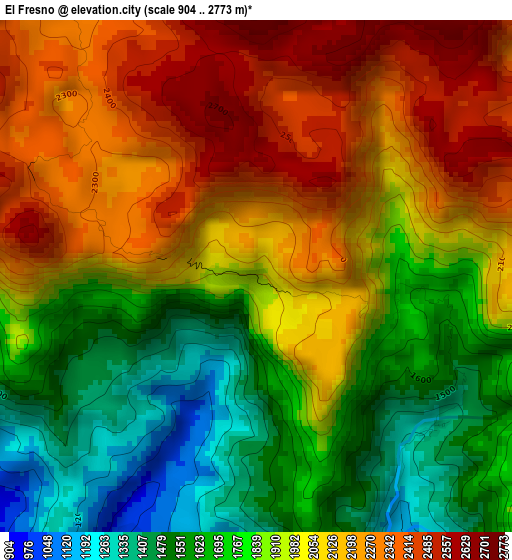 El Fresno elevation map