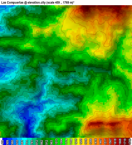 Las Compuertas elevation map