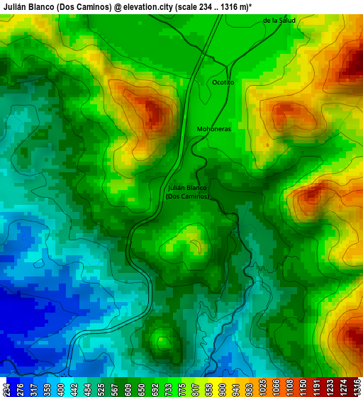 Julián Blanco (Dos Caminos) elevation map