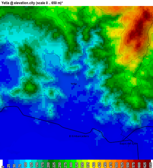 Yetla elevation map