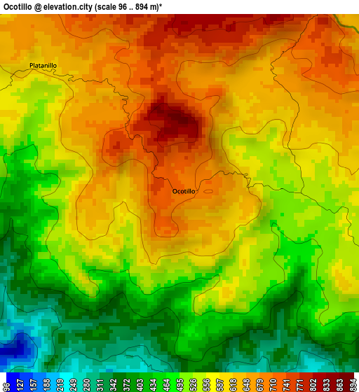 Ocotillo elevation map