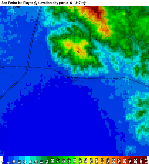 San Pedro las Playas elevation map