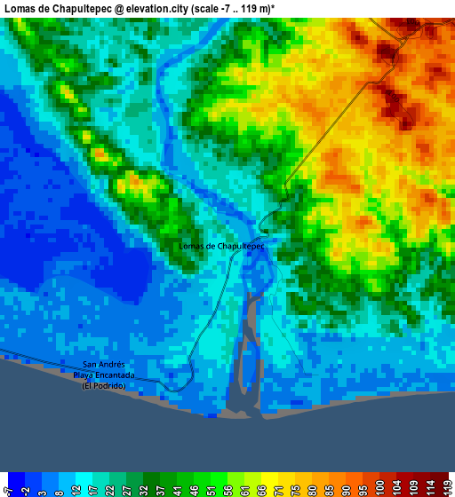 Lomas de Chapultepec elevation map