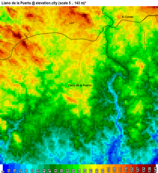 Llano de la Puerta elevation map