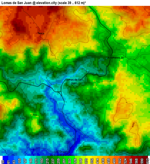 Lomas de San Juan elevation map