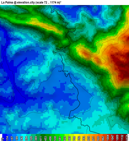La Palma elevation map