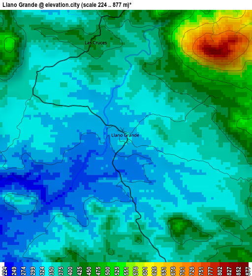 Llano Grande elevation map