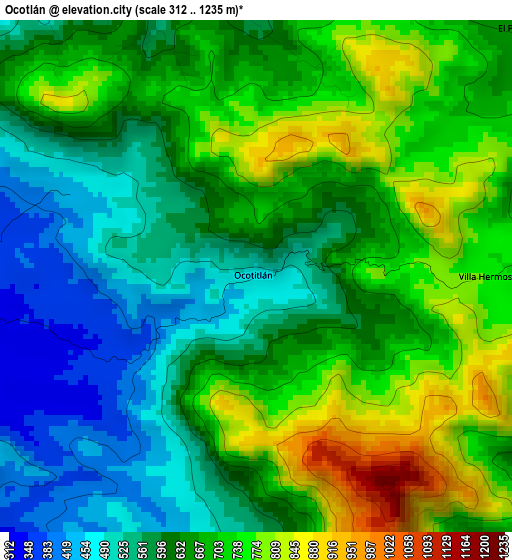 Ocotlán elevation map