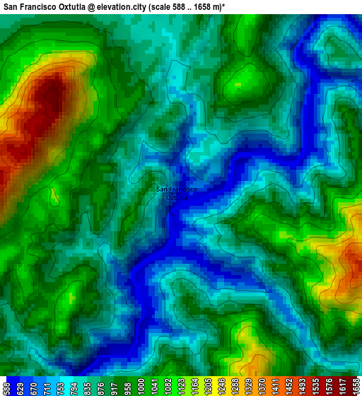 San Francisco Oxtutla elevation map