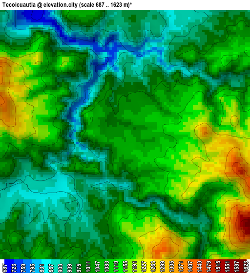 Tecolcuautla elevation map