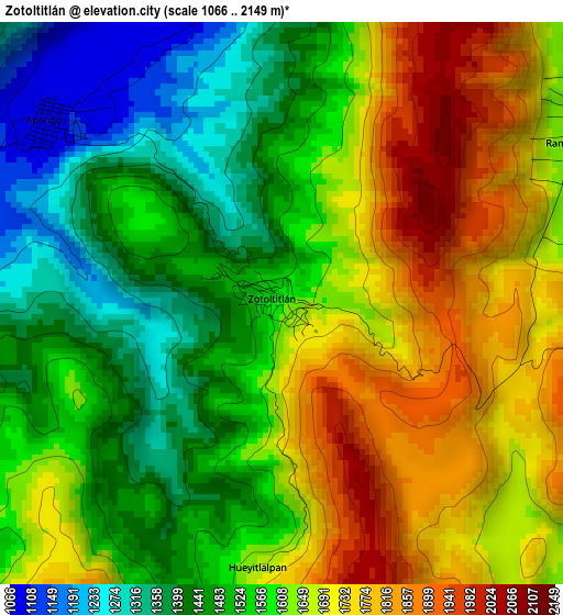 Zotoltitlán elevation map