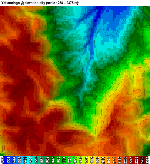 Yetlancingo elevation map