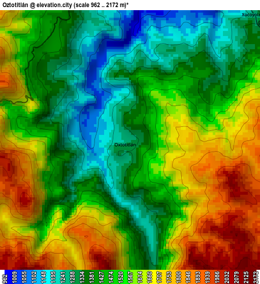 Oztotitlán elevation map