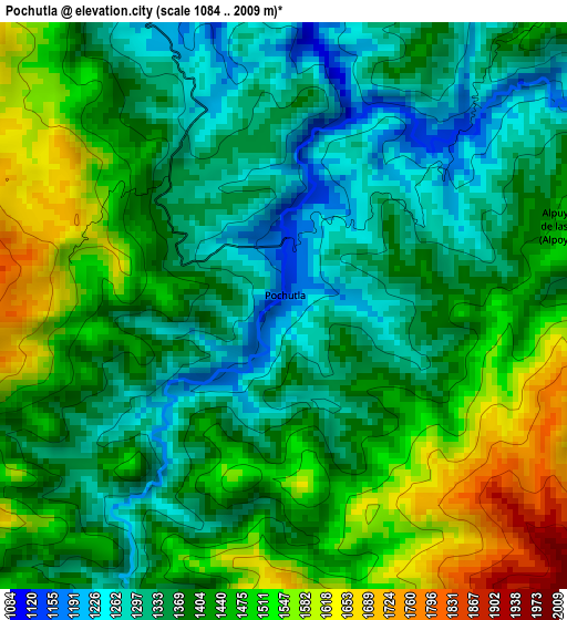 Pochutla elevation map