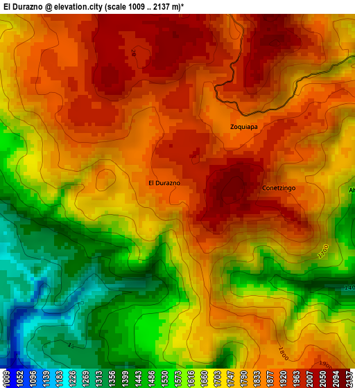 El Durazno elevation map