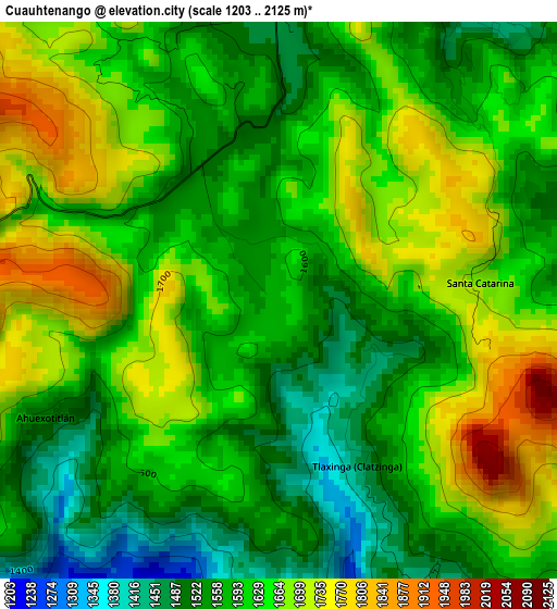 Cuauhtenango elevation map