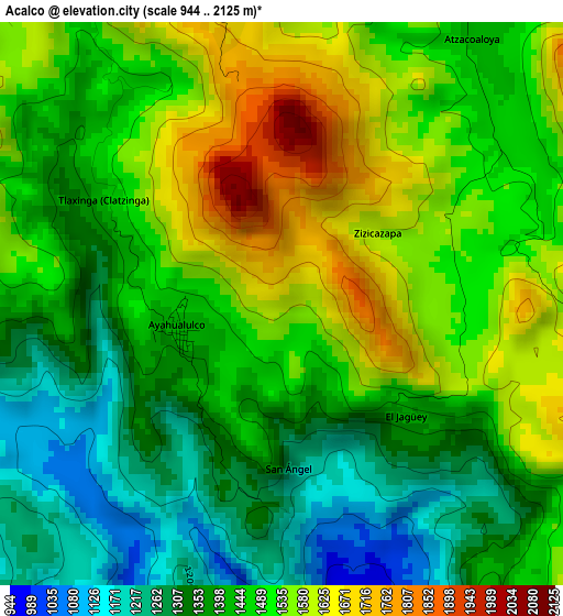 Acalco elevation map