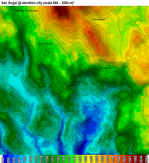 San Ángel elevation map