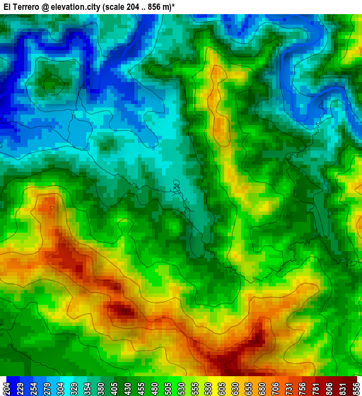 El Terrero elevation map