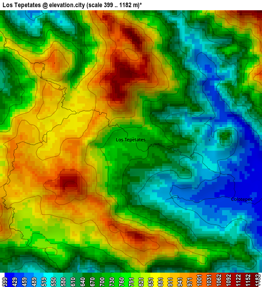 Los Tepetates elevation map