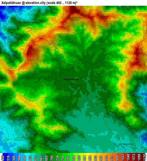 Xalpatláhuac elevation map