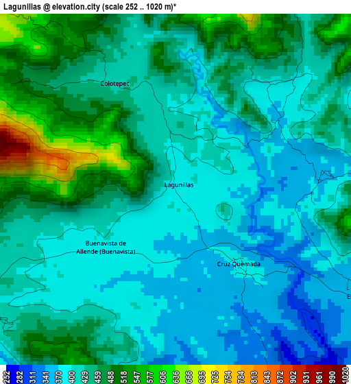 Lagunillas elevation map